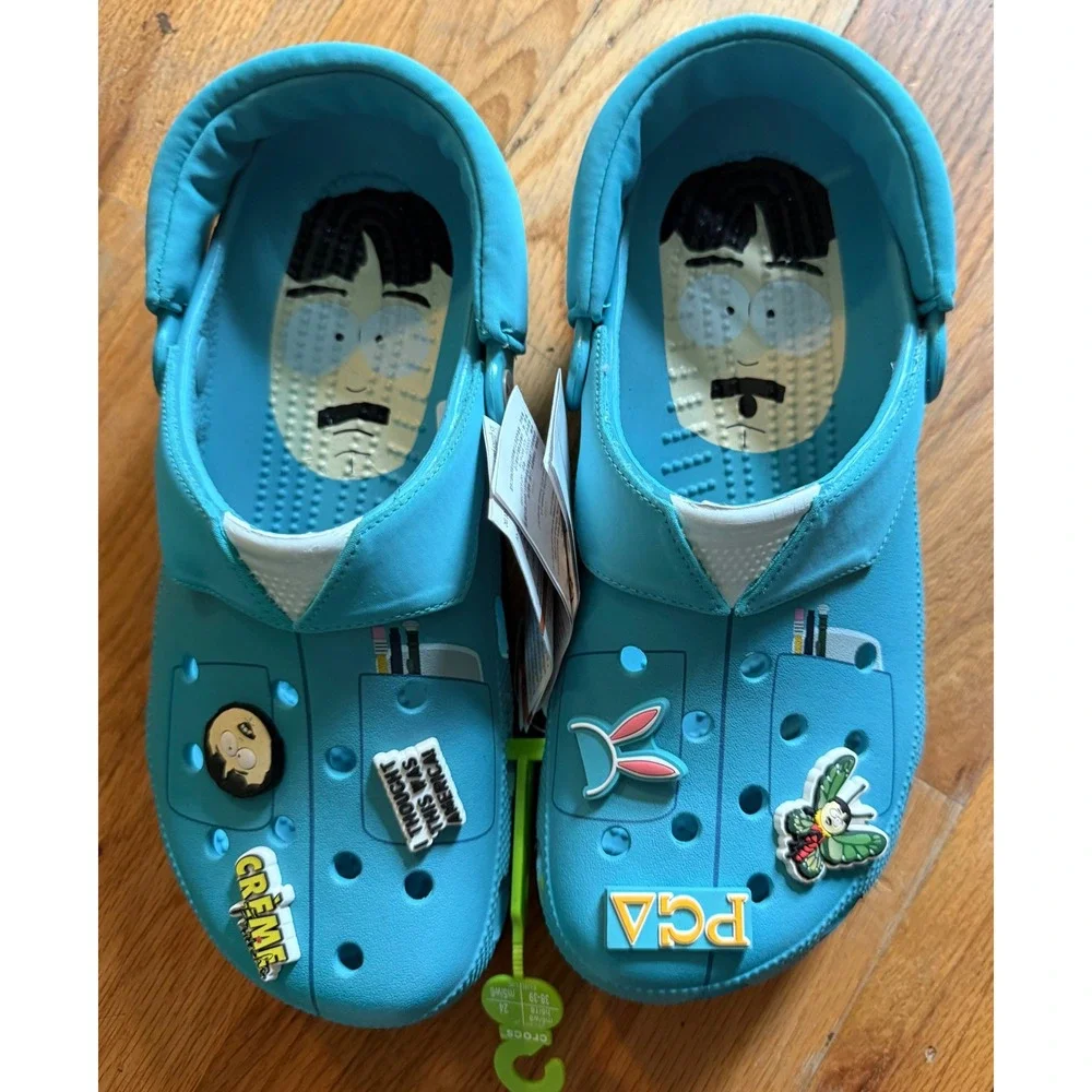 Crocs South Park Randy Marsh Classic Clog Blue Teal Jibbitz Mens 8 Womens 10 NEW